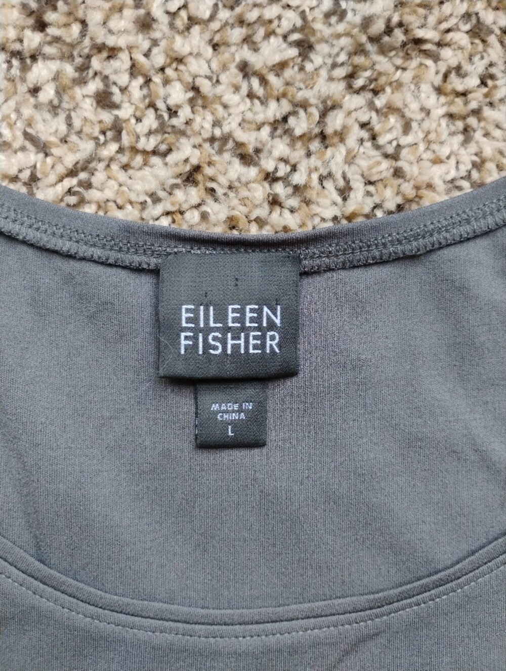 NEW Eileen Fisher 100% Silk Knit Scoop Neck Tank Top Camisole Blouse Dark Gray L - Picture 2 of 5